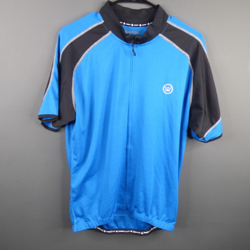 Canari Mens Dry Core Royal Blue‎ Black Cycling Zip Up Jersey Shirt Large